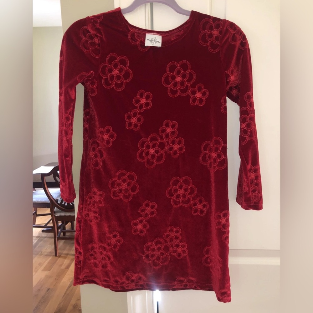 Maggie Breen Girl’s Red Velvet Flower Dress Size 10